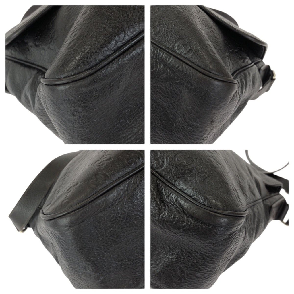 Gucci Guccissima Dark Brown Silver Leather Shoulder Bag — view 3