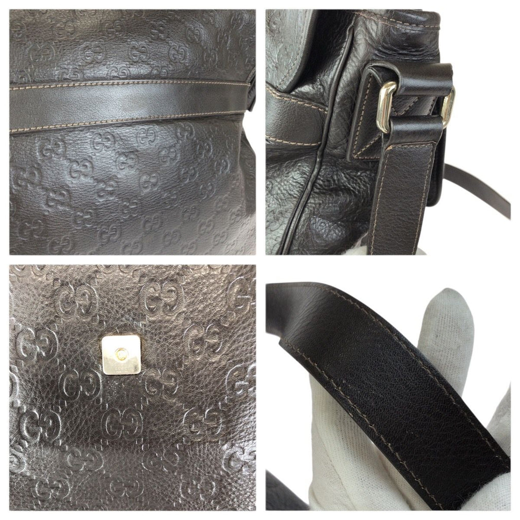 Gucci Guccissima Dark Brown Silver Leather Shoulder Bag — view 6
