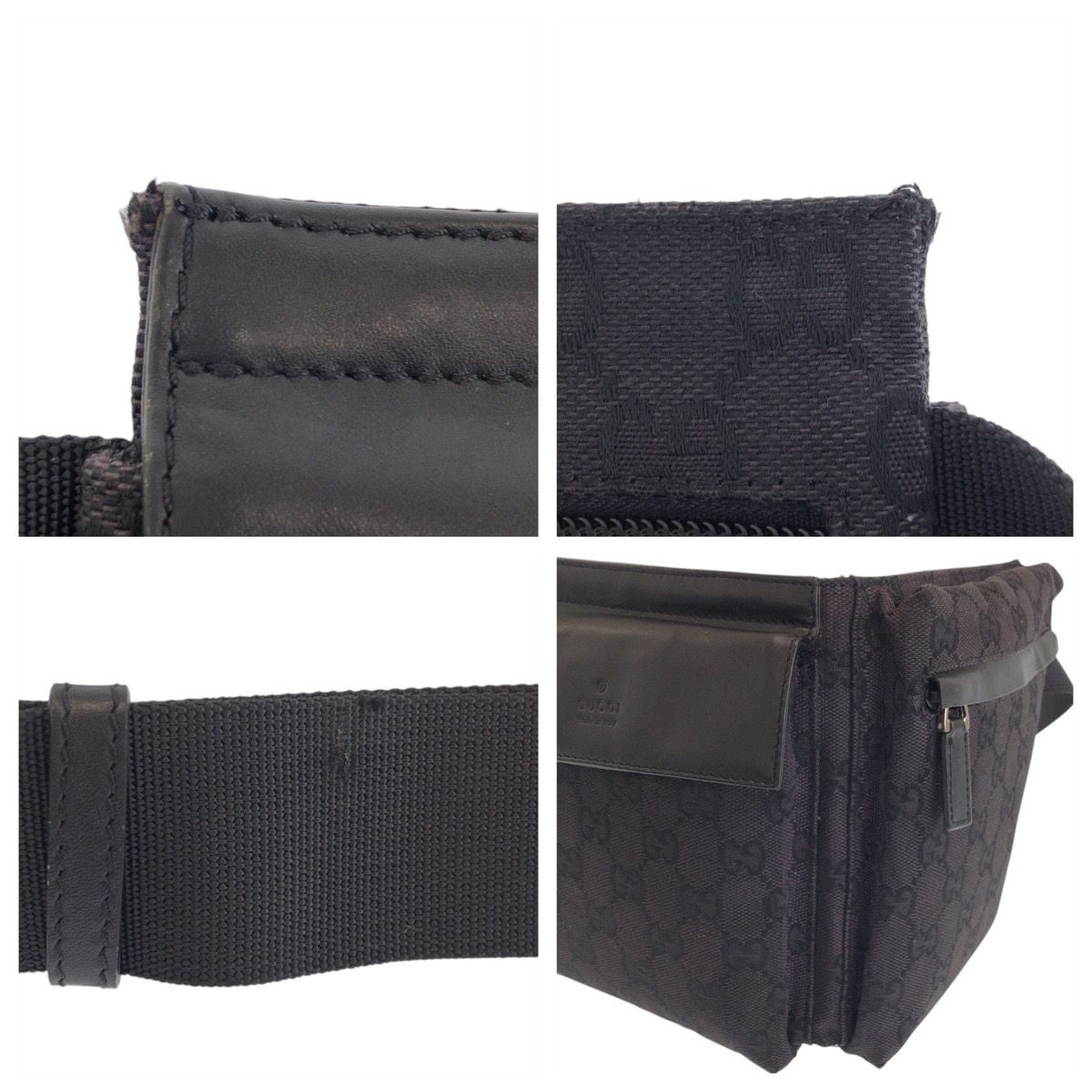 Gucci Black Silver GG Canvas Leather 018 Belt Bag Waist Pouch — view 5