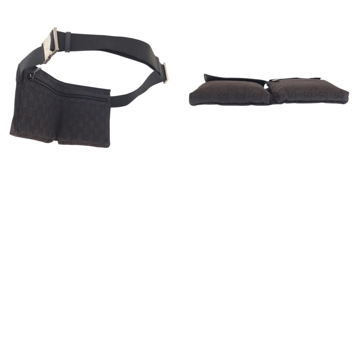 Gucci Black Silver GG Canvas Leather 018 Belt Bag Waist Pouch — view 9