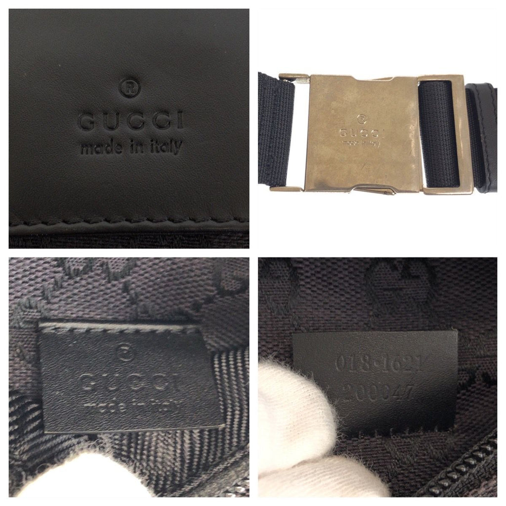 Gucci Black Silver GG Canvas Leather 018 Belt Bag Waist Pouch — view 4