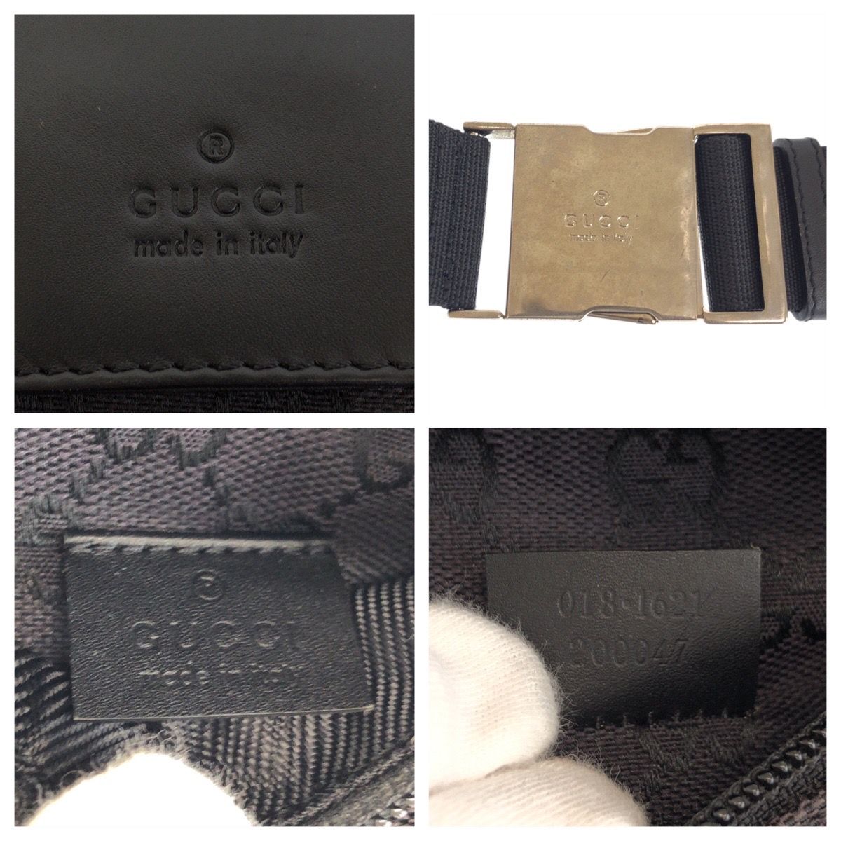 Gucci Black Silver GG Canvas Leather 018 Belt Bag Waist Pouch — view 4