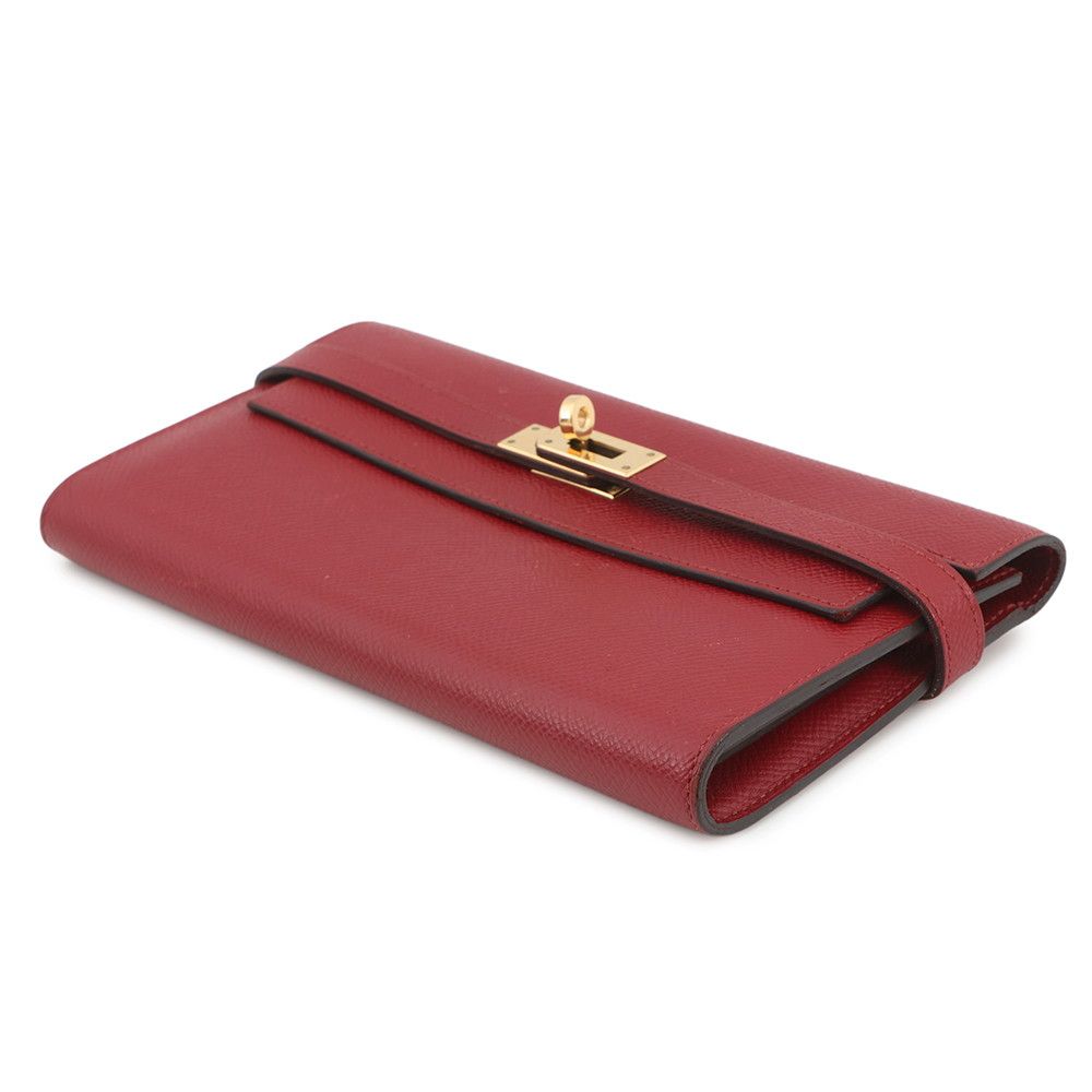 Hermes Wallet Kelly Long Rouge Grena Gold Epsom — view 2