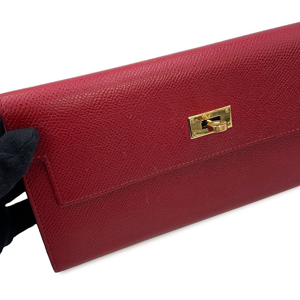 Hermes Wallet Kelly Long Rouge Grena Gold Epsom — view 6