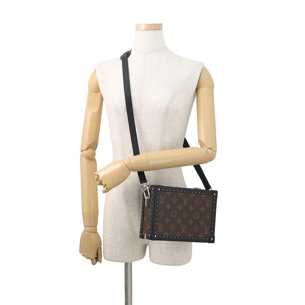 Louis Vuitton Shoulder Bag Monogram Macassar Clutch Box Black — view 4