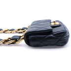 Chanel Quilted Small Flap Handbag Lambskin Plate Black — view 3