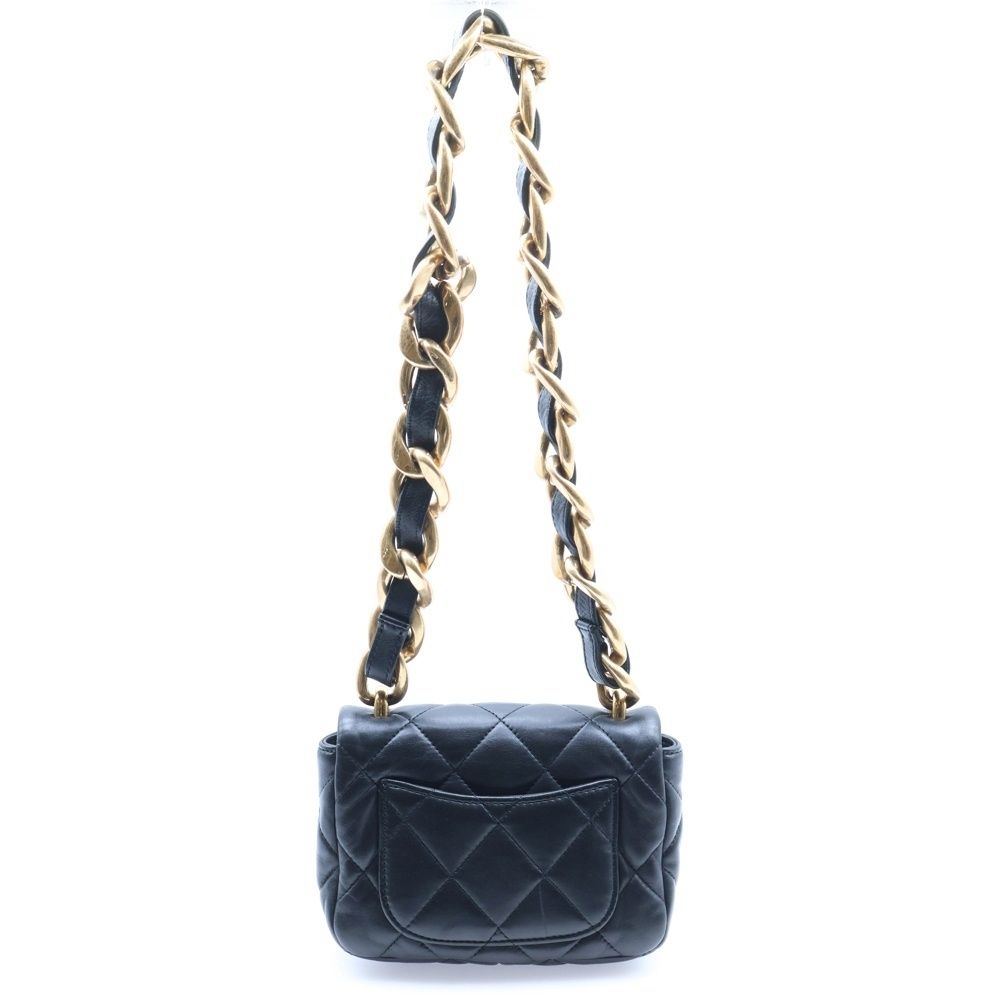 Chanel Quilted Small Flap Handbag Lambskin Plate Black — view 2