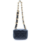 Chanel Quilted Small Flap Handbag Lambskin Plate Black — view 2