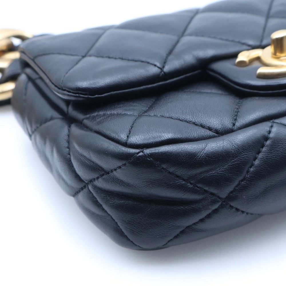 Chanel Quilted Small Flap Handbag Lambskin Plate Black — view 5