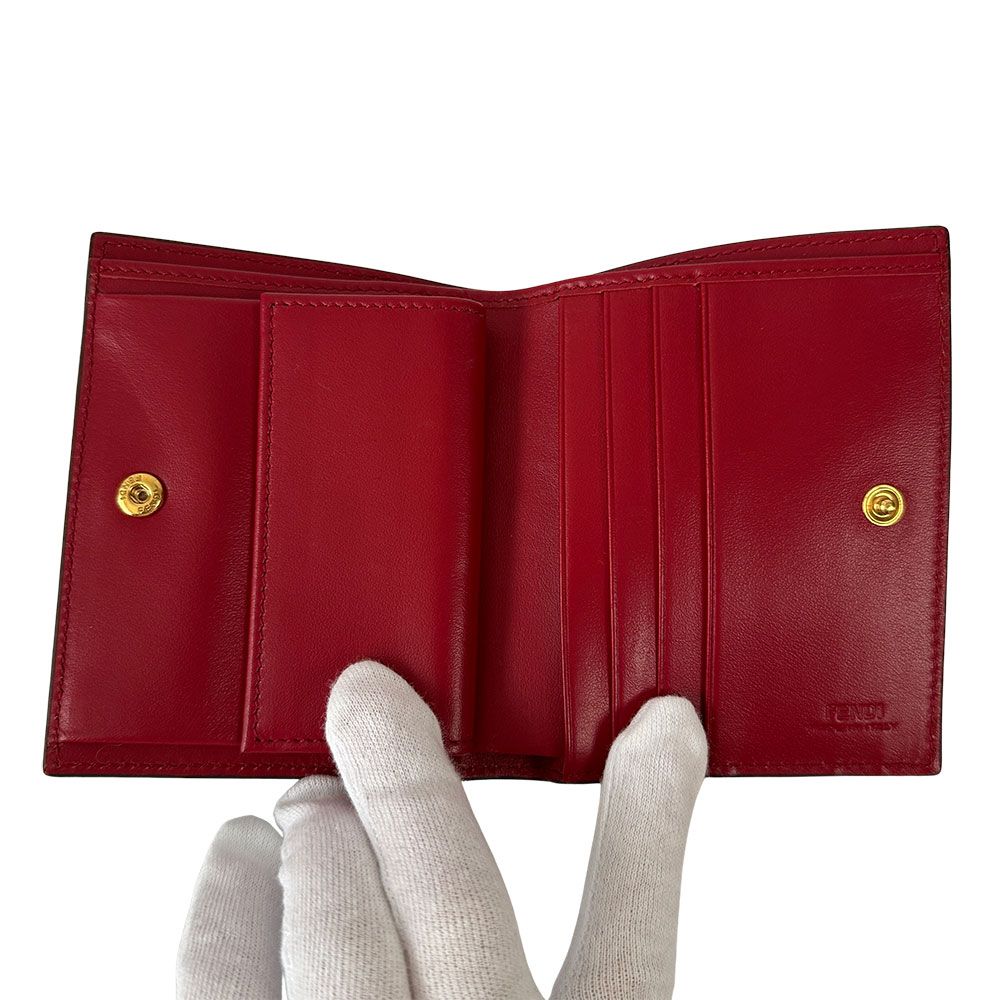 Fendi Wallet Efiz Bifold Leather Red Compact Mini — view 8