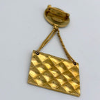 Chanel CC Logo Quilted Bag Brooch Gold Vintage — view 8