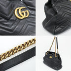 Gucci GG Marmont Chain Shoulder Bag Black Gold Leather — view 9