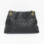 Gucci GG Marmont Chain Shoulder Bag Black Gold Leather — view 2
