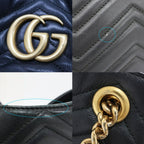 Gucci GG Marmont Chain Shoulder Bag Black Gold Leather — view 7