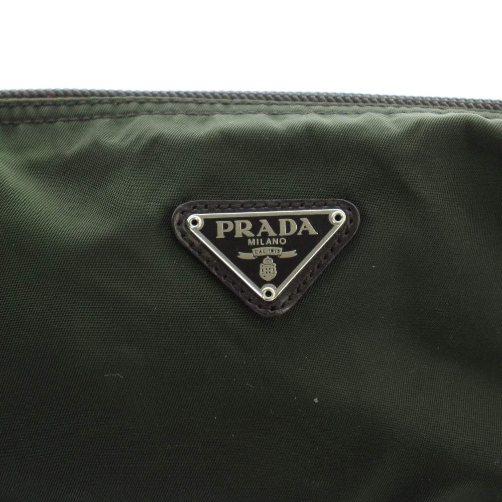Prada Pouch Case Multi Nylon Triangular Plate Logo Green — view 6