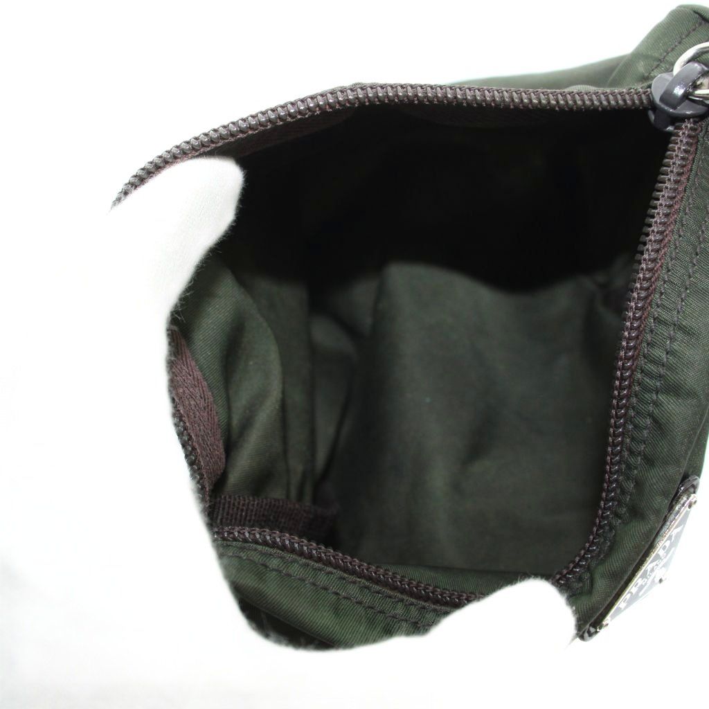 Prada Pouch Case Multi Nylon Triangular Plate Logo Green — view 5