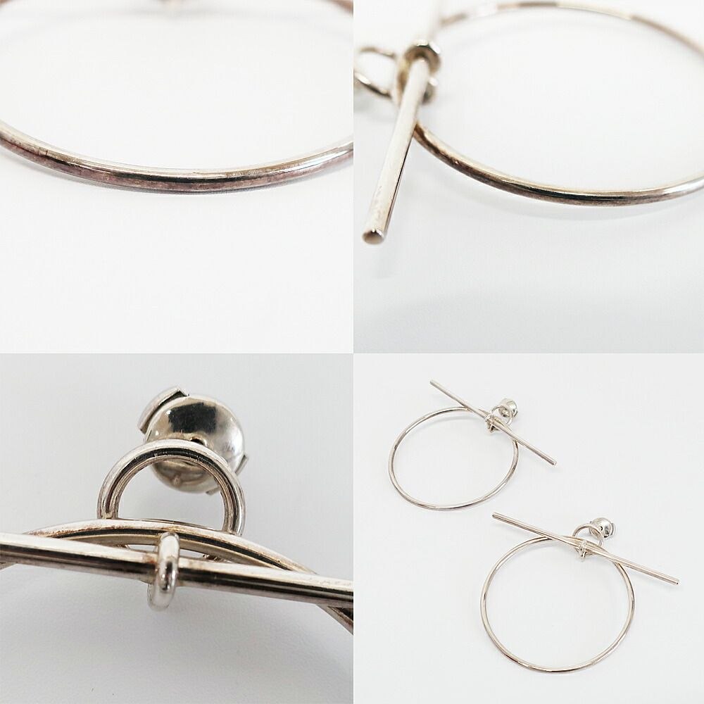 Hermes Earrings Loop MM Pair Silver — view 8
