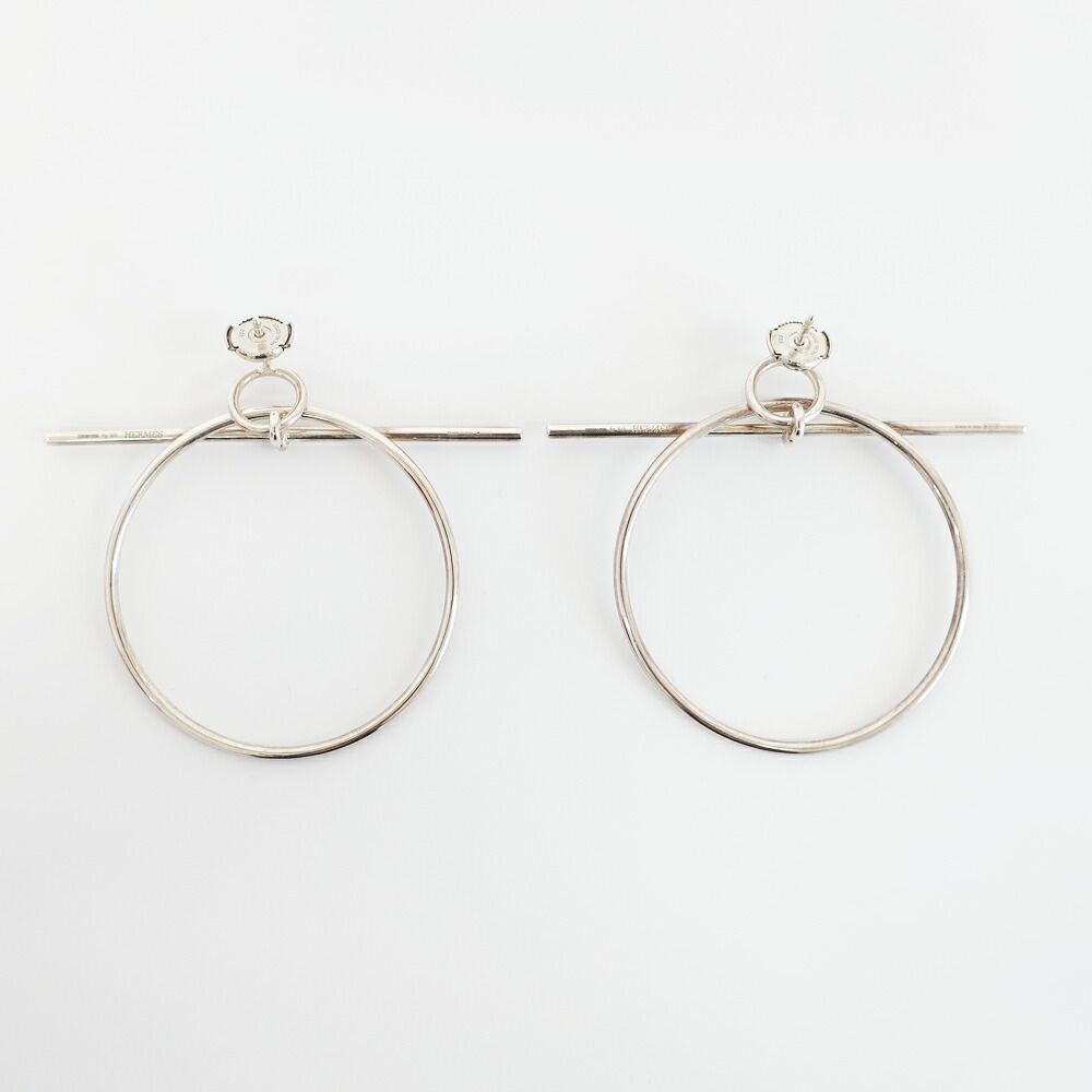 Hermes Earrings Loop MM Pair Silver — view 2