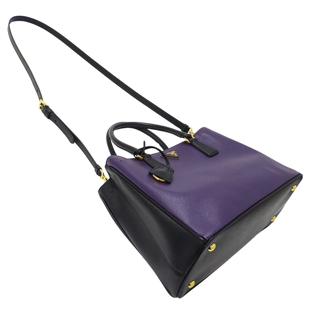 Prada 2-Way Shoulder Bag Galleria Large Saffiano Purple Black Logo Fashionable — view 4