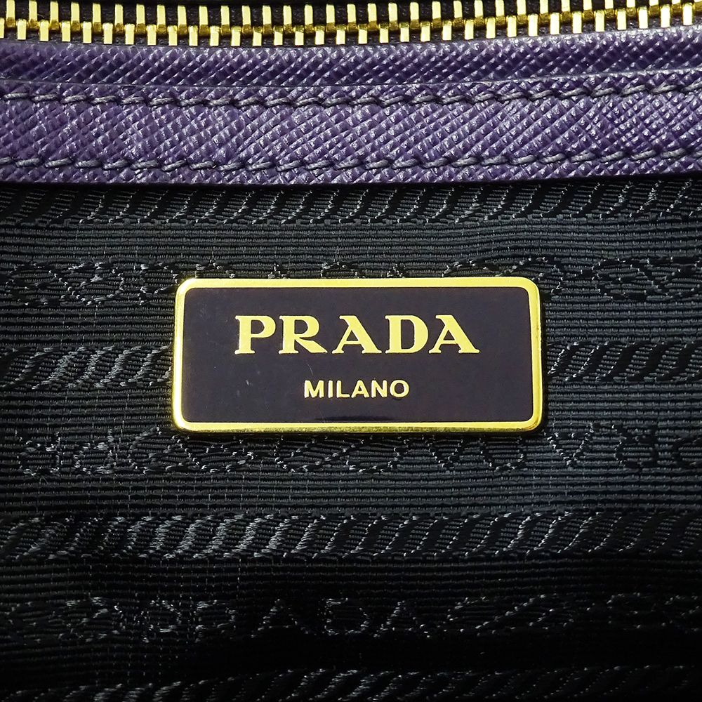 Prada 2-Way Shoulder Bag Galleria Large Saffiano Purple Black Logo Fashionable — view 6