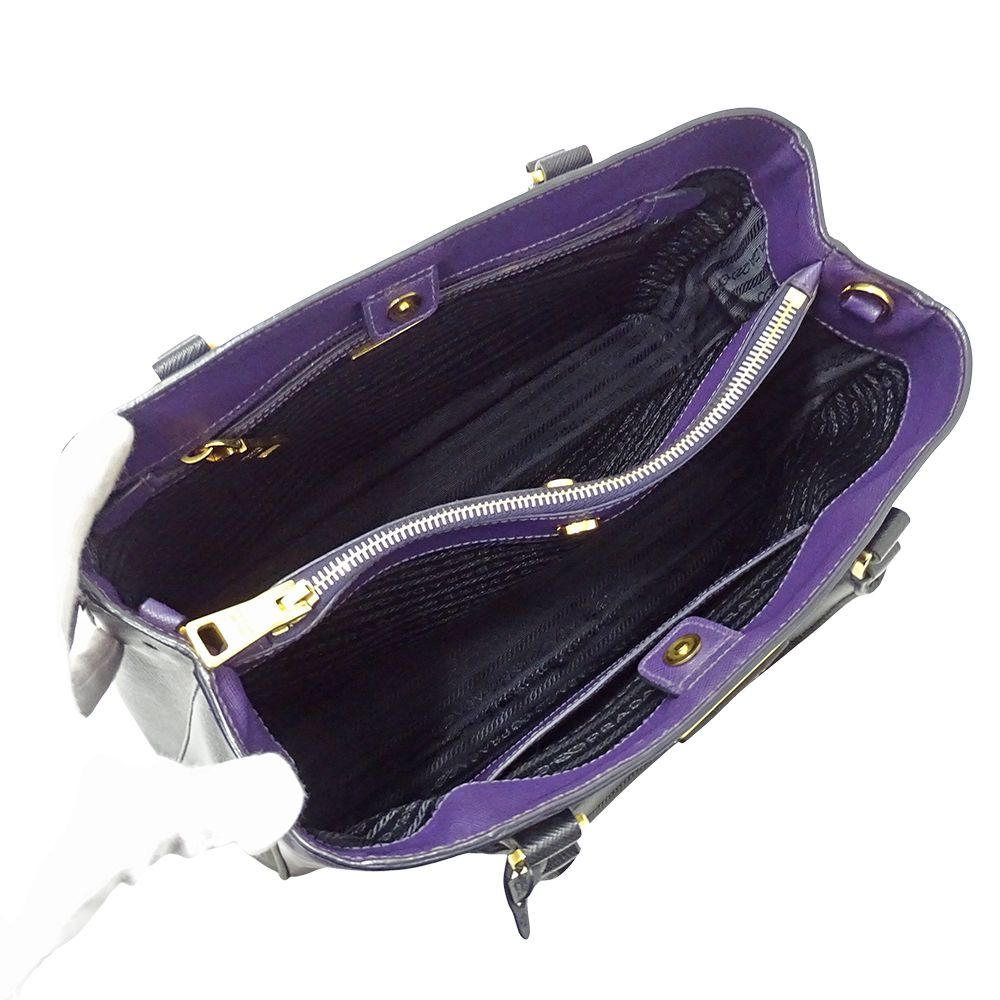 Prada 2-Way Shoulder Bag Galleria Large Saffiano Purple Black Logo Fashionable — view 5