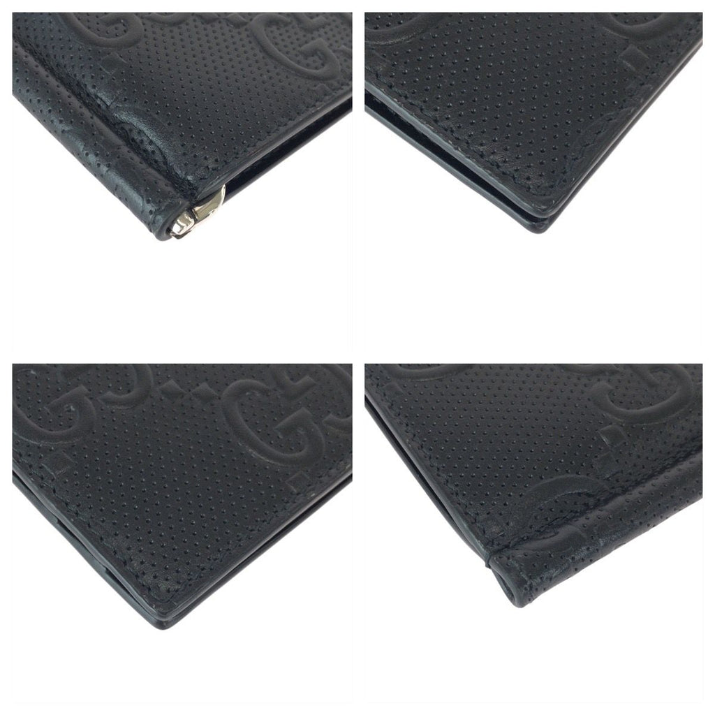 Gucci GG Embossed Black Silver Leather Money Clip Card Case — view 3