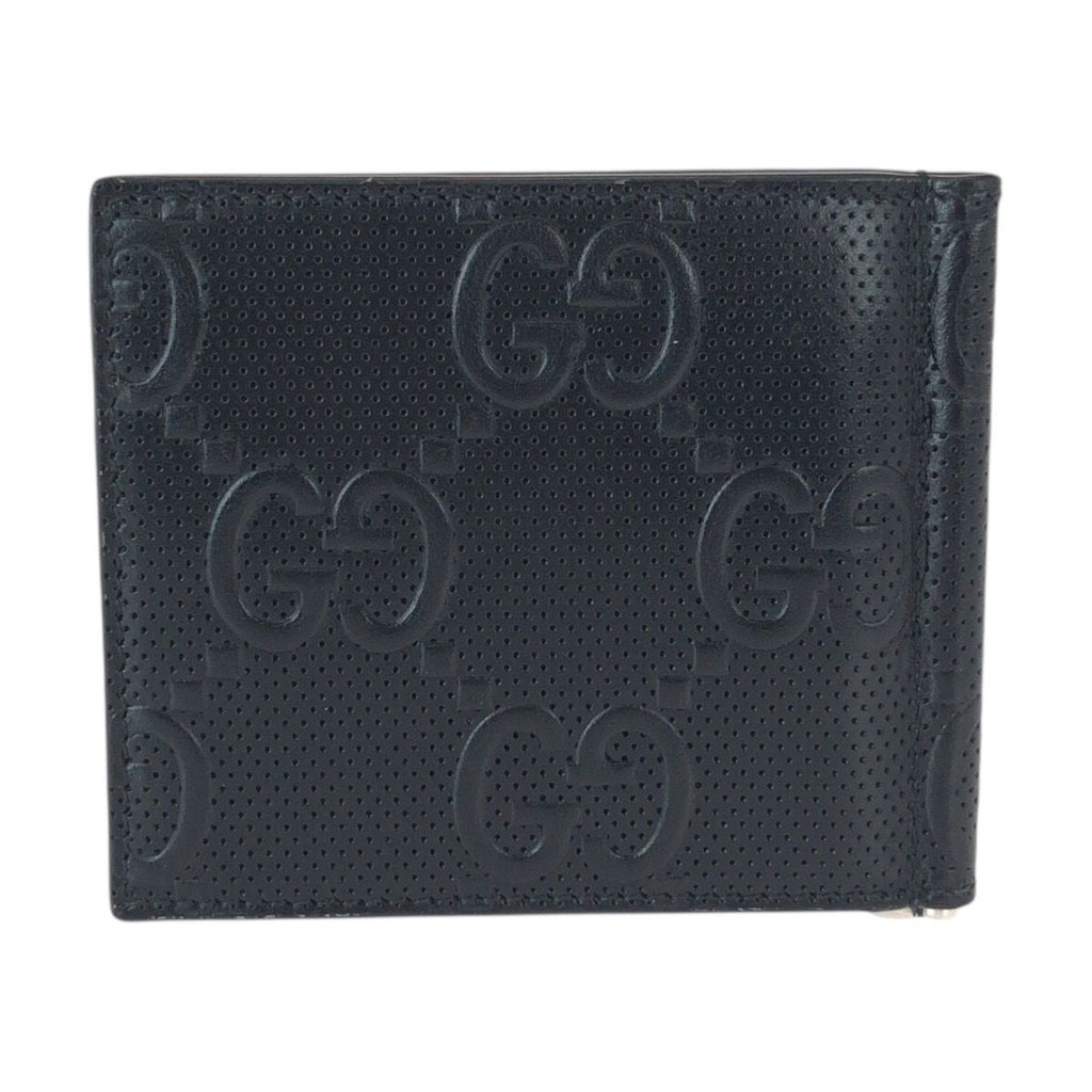 Gucci GG Embossed Black Silver Leather Money Clip Card Case — view 2