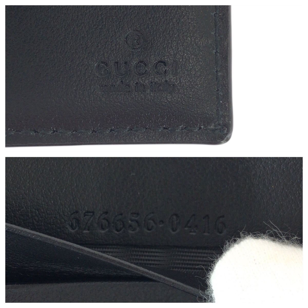 Gucci GG Embossed Black Silver Leather Money Clip Card Case — view 5