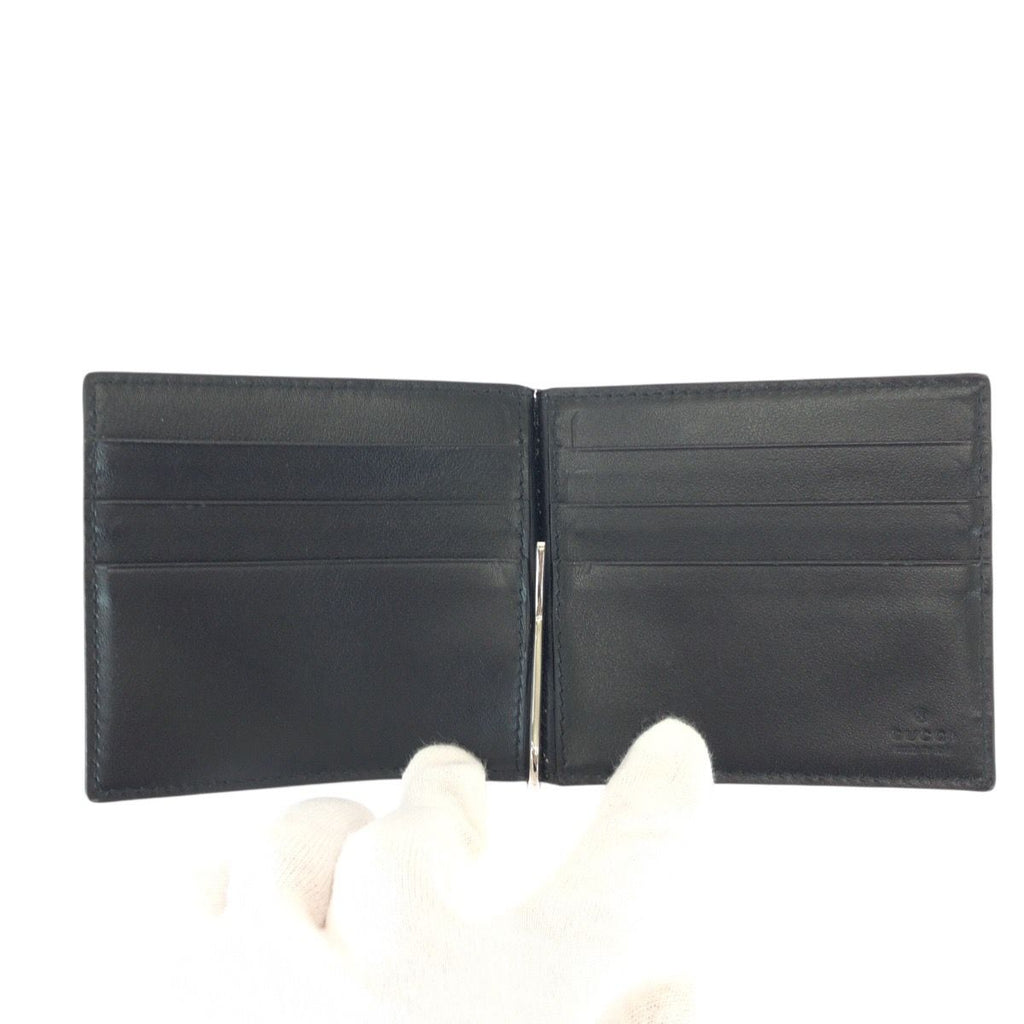 Gucci GG Embossed Black Silver Leather Money Clip Card Case — view 6