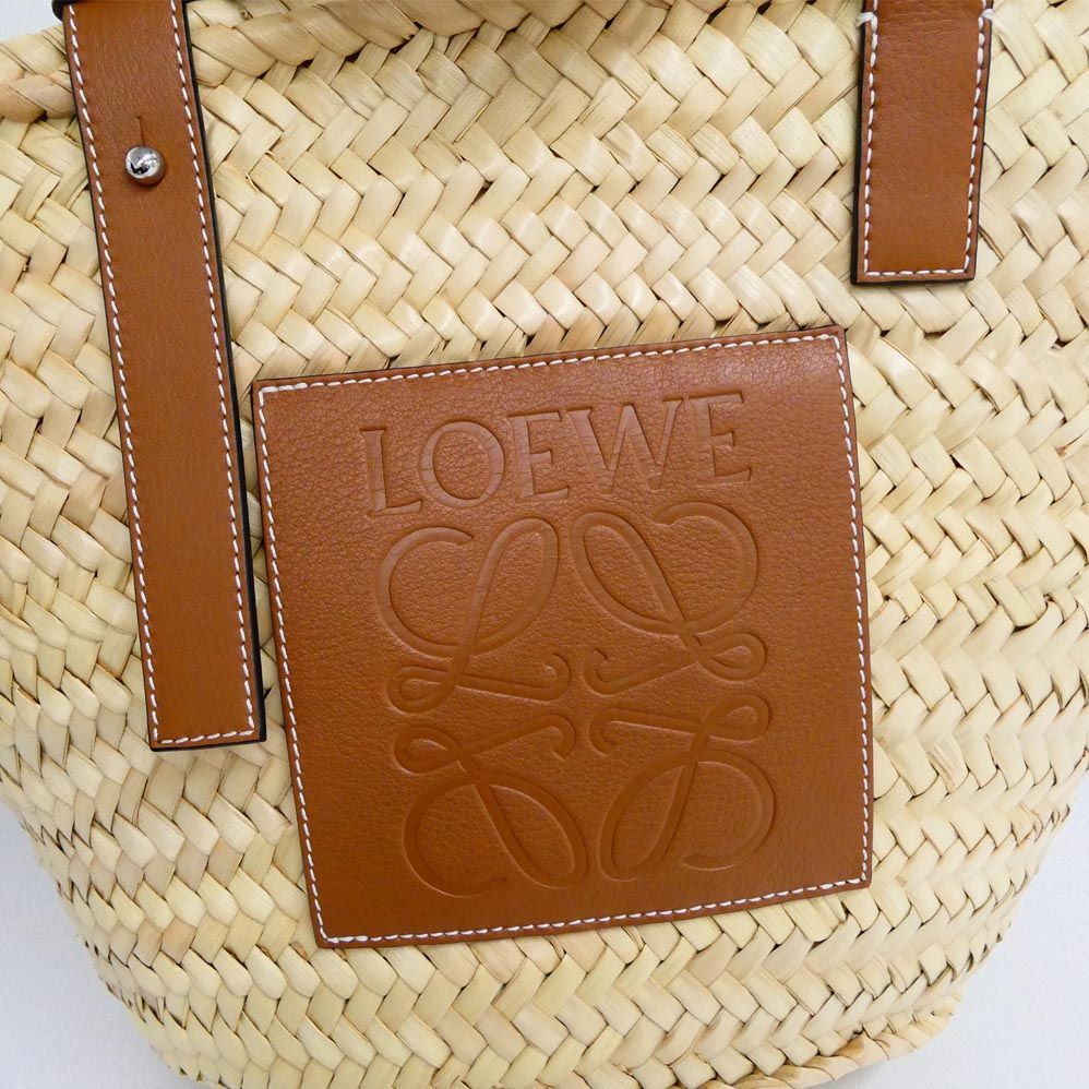 Loewe Basket Natural Tan Raffia Palm Leaf Leather Tote — view 7