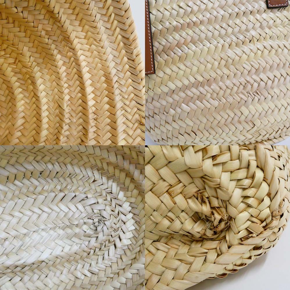 Loewe Basket Natural Tan Raffia Palm Leaf Leather Tote — view 8