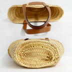 Loewe Basket Natural Tan Raffia Palm Leaf Leather Tote — view 4