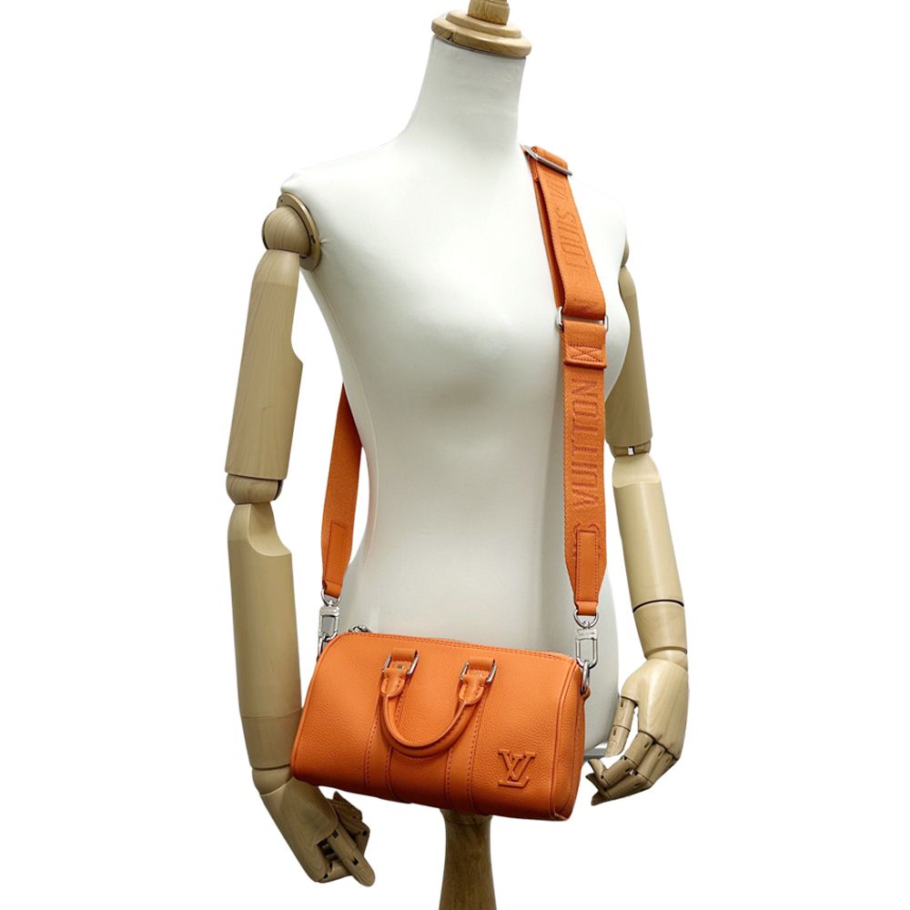 Louis Vuitton 2-Way Shoulder Bag Aerogram Leather Keepall XS Volcano Orange — view 7