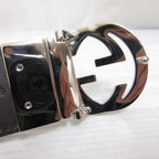 Gucci Interlocking Buckle Reversible Leather Belt Guccissima Black Brown Silver — view 6