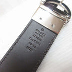Gucci Interlocking Buckle Reversible Leather Belt Guccissima Black Brown Silver — view 5
