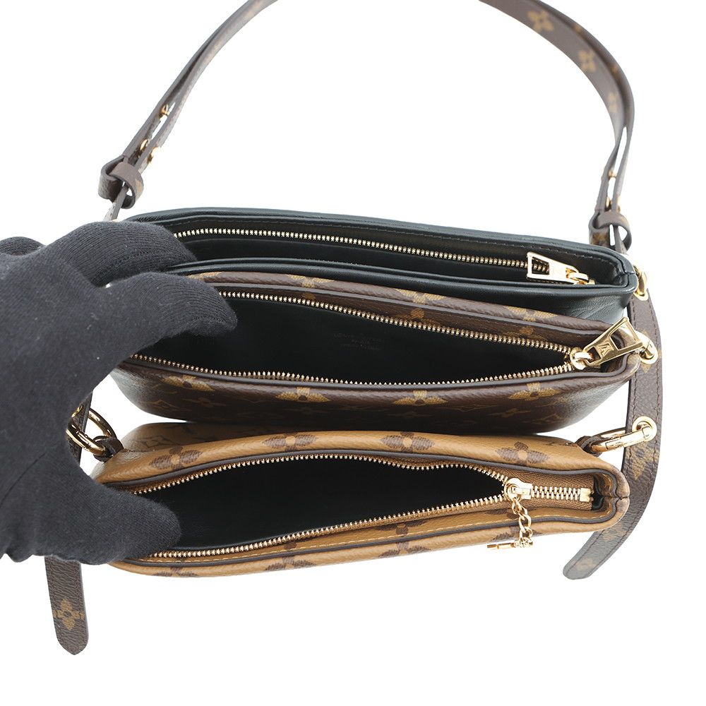 Louis Vuitton Shoulder Bag Monogram Reverse Lambskin Pochette Black — view 6
