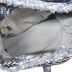 Chanel Portobello 2-Way Bag Chain Bag Handbag Navy Silver Leather Tweed Bag — view 6