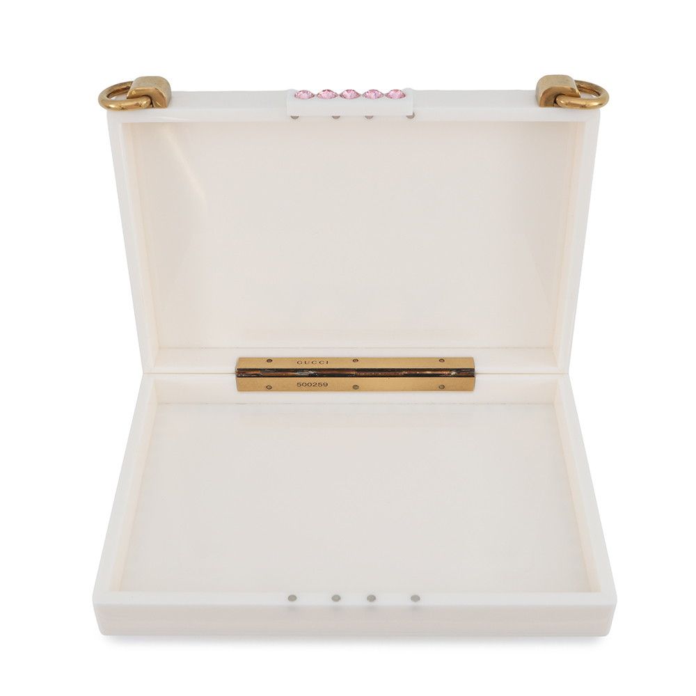 Gucci Shoulder Bag Cat Plastic Rhinestone Faux Pearl White — view 5