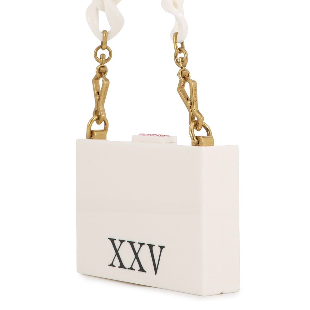 Gucci Shoulder Bag Cat Plastic Rhinestone Faux Pearl White — view 2
