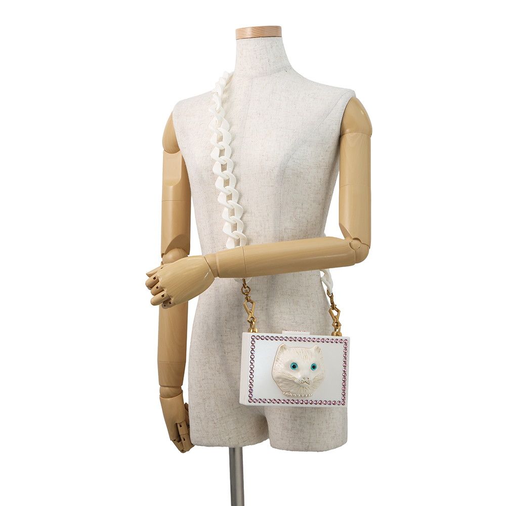 Gucci Shoulder Bag Cat Plastic Rhinestone Faux Pearl White — view 4