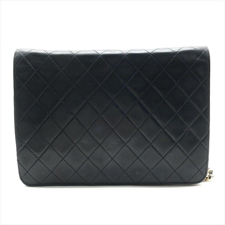 Chanel CC Logo Quilted Push Lock Lambskin Chain Shoulder Bag Navy — view 2
