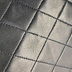 Chanel CC Logo Quilted Push Lock Lambskin Chain Shoulder Bag Navy — view 9