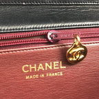Chanel CC Logo Quilted Push Lock Lambskin Chain Shoulder Bag Navy — view 8