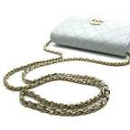 Chanel CC Logo Caviar Leather Quilted Chain Wallet Shoulder Bag Light Blue — view 7