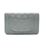 Chanel CC Logo Caviar Leather Quilted Chain Wallet Shoulder Bag Light Blue — view 3