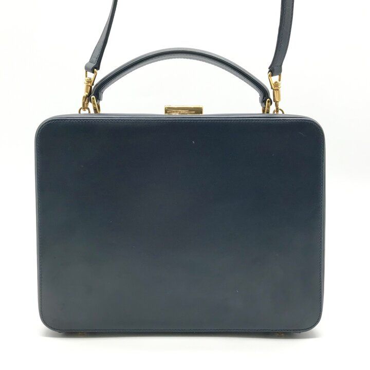 Gucci Vintage Leather 2-Way Hand Shoulder Vanity Navy Purse — view 3