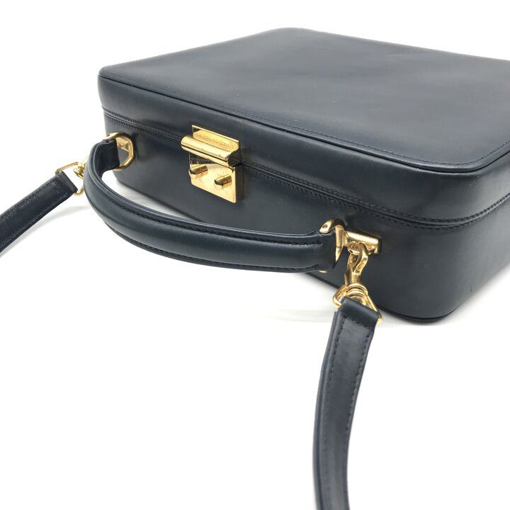 Gucci Vintage Leather 2-Way Hand Shoulder Vanity Navy Purse — view 8