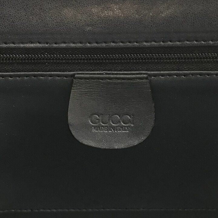 Gucci Vintage Leather 2-Way Hand Shoulder Vanity Navy Purse — view 9