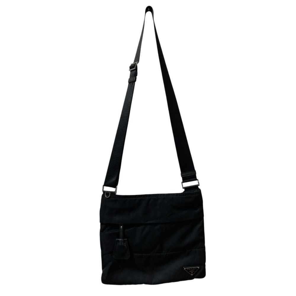 Prada Triangle Logo Shoulder Bag Black — view 7