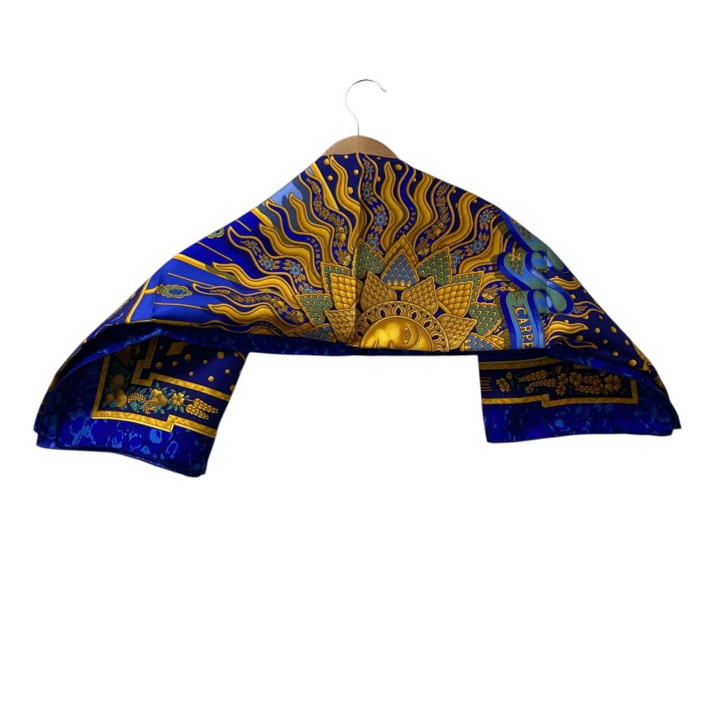 Hermes Carre 90 Carpe Diem Enjoy Your Day Silk Scarf Shawl Blue Multicolor — view 5